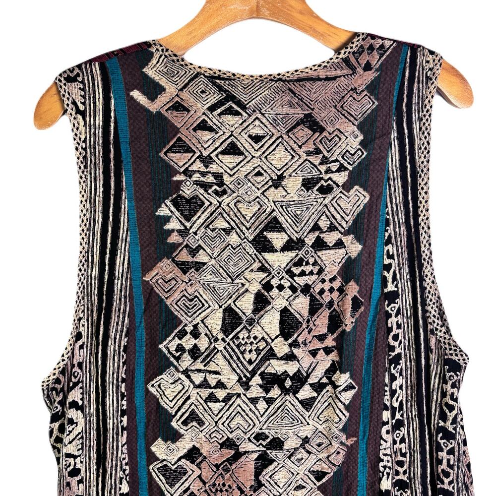 CAROLE LITTLE Vintage Sleeveless Vest w/a geometric & striped pattern Womens 8 - Picture 3 of 11